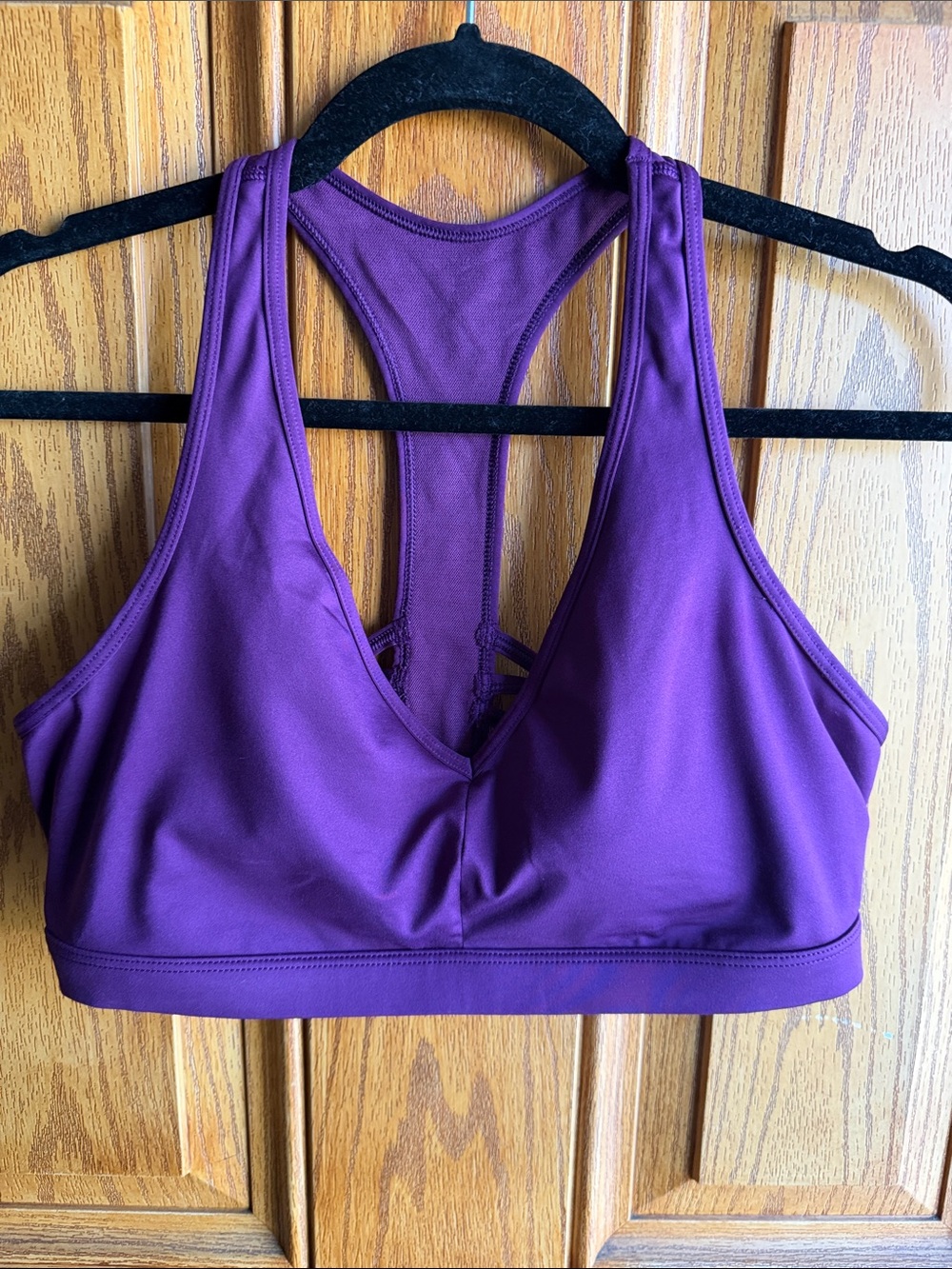 Purple Racerback Sports Bra with V-Neck - Women's Intimates